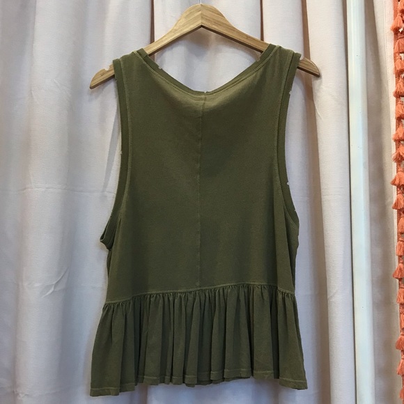 Olive Green Peplum Top - Picture 2 of 2